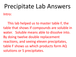 Precipitate Lab Report Power Point with Answers