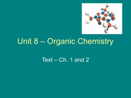 Unit 8 – Organic Chemistry