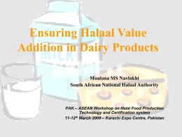 Ensuring Halal Value Addition in Dairy Products