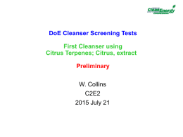 Sample D 150721 Cleanser Screening Tests