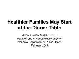 Healthier Families May Start at the Dinner Table