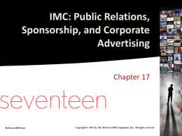 IMC: Public Relations, Sponsorship, and Corporate Advertising