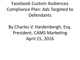 Facebook Custom Audiences Compliance Plan: Ads