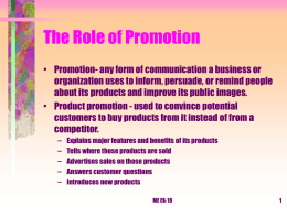 The Role of Promotion - CTAE Resource Network