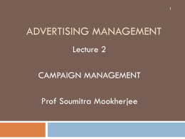 Advertising MANAGEMENT Lecture 2