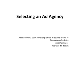 Selecting an Ad Agency - Advertising Principles