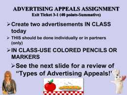 Exit Ticket 3-1: Advertising Appeals Lesson