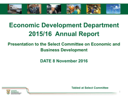 Economic Development Department 2013/14 Annual Report