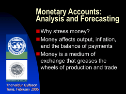 Monetary Accounts and Analysis