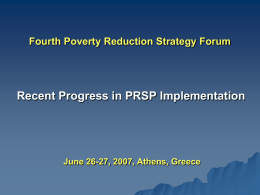 The Second Poverty Reduction Strategy Forum