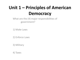 Unit 1 * Principles of American Democracy