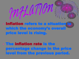 The inflation rate is the percentage change in the price index from