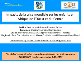 Impacts de la crise mondiale sur les enfants en Afrique de l`Ouest et