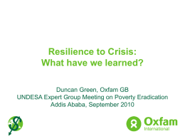 Resilience to Crisis: What have we learned?