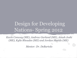 Design for Developing Nations- Spring 2012
