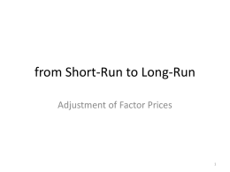 The Adjustment of Factor Prices