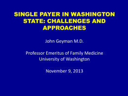 Single Payer in Washington State - Physicians for a National Health