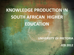 Knowledge Production in South African Higher Education