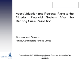 Asset Valuation and Residual Risks to the Nigerian Financial