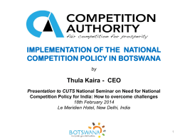 Implementation of the National Competition Policy in
