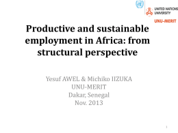 Productive and sustainable employment in Africa: from - UNU