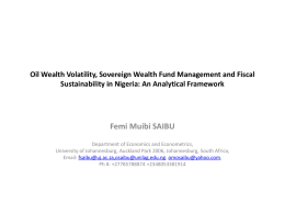 Oil Wealth Volatility, Sovereign Wealth Fund Management