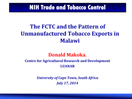 The FCTC and the Pattern of Unmanufactured Tobacco Exports in