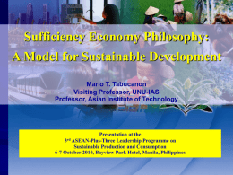 Sustainable Development and the Sufficiency Economy: Role