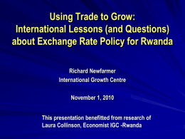 Problem of Exchange Rates - International Growth Centre