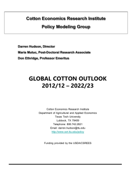 Global Cotton Baseline 2012/13 - Department of Agricultural and