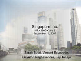 Singapore Inc. MBA 290G Case 2