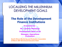 Localizing the Millennium Development Goals