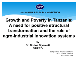 Growth and Poverty in Tanzania: A need for structural