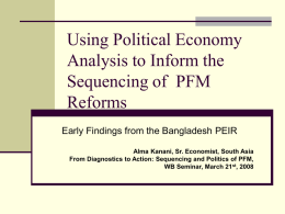 Using Political Economy Analysis to Inform the Sequencing