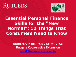 The New Normal: Ten Personal Finance Challenges and