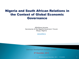 Nigeria and South African Relations in the Context of
