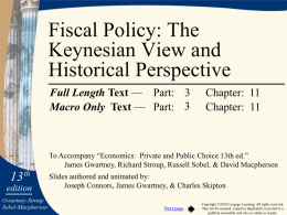 Fiscal Policy: The Keynesian View and Historical Perspective