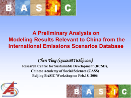 Item A2: A Preliminary Analysis on International Emissions