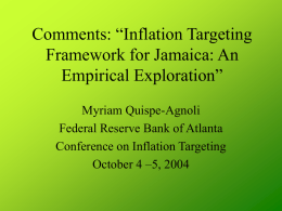 Comments: “Inflation Targeting Framework for Jamaica: An