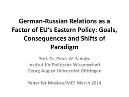 German-Russian Relations as a Factor of EU‘s Eastern