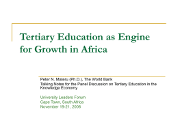 Re-Visioning Africa’s Tertiary Education in the Transition