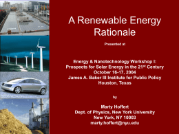 A Renewable Energy Rationale