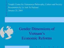 Gender Dimensions of Vietnam’s Comprehensive …