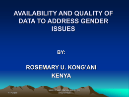 AVAILABILITY AND QUALITY OF DATA TO ADDRESS GENDER …