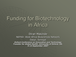 Funding for Biotechnology in Africa