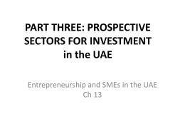 PART THREE: PROSPECTIVE SECTORS FOR INVESTMENT in …