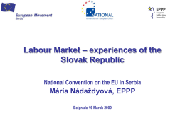 Labour Market – experiences of the Slovak Republic 5 years