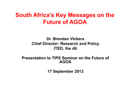 Key Messages for AGOA Lobbying Mission