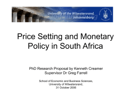 Price Setting and Monetary Policy in South Africa