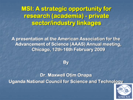 MSI: A strategic opportunity for research (academia